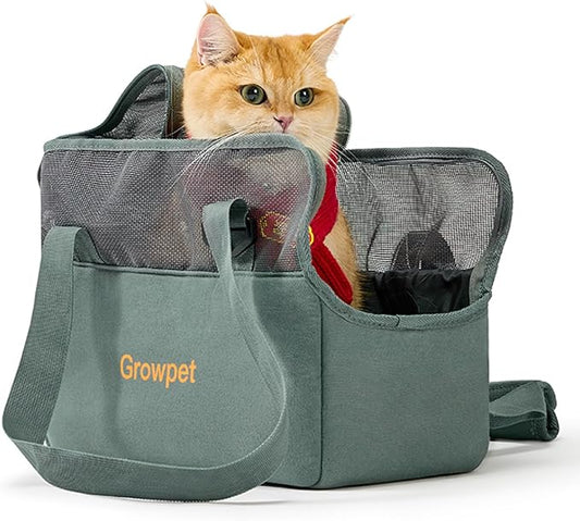 Cat Carrier, Soft Sided Breathable Mesh, Small Cats Pet Carrier up to 8 Lbs, Travel Carrier and Airline Approved Soft cat Carrier, 14.6in*10.6in*6.3in