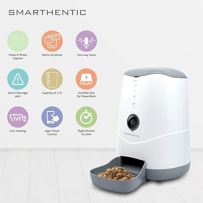 Smart Pet Feeder, Programmable Portion Control with Built-in HD Video Camera and Bowl, Automatic Cat Feeders, WiFi Camera, APP Control, Dry Food Dispenser, Puppy Supplies, Voice Recorder