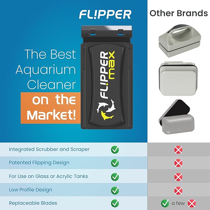 FL!PPER Flipper Magnetic Aquarium Glass Cleaner & Fish Tank Accessories | Effortless Algae Remover for Fish Tank (Max)