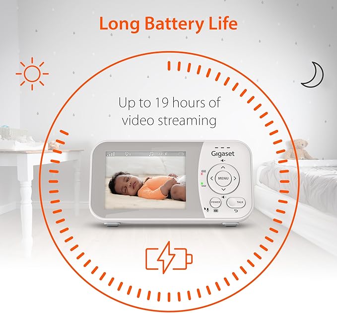 Gigaset Baby Monitor with Camera and Audio - VS280 No WiFi Portable Video Infant Monitor 2.8" Screen, Auto Night Vision, Temperature Alert, 1000ft Range, Ideal for Baby, Elderly, Pet