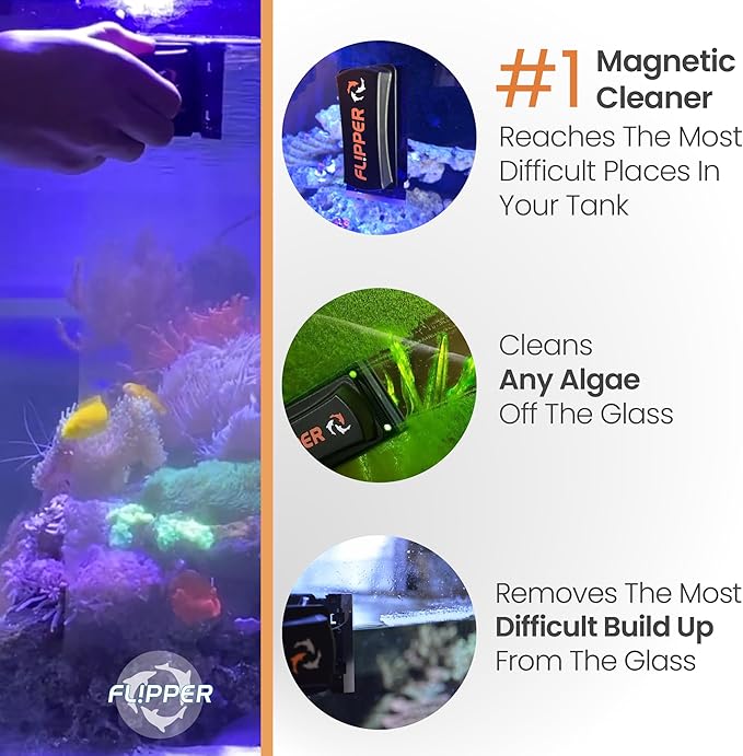 FL!PPER Flipper Magnetic Aquarium Glass Cleaner & Fish Tank Accessories | Effortless Algae Remover for Fish Tank (Standard)
