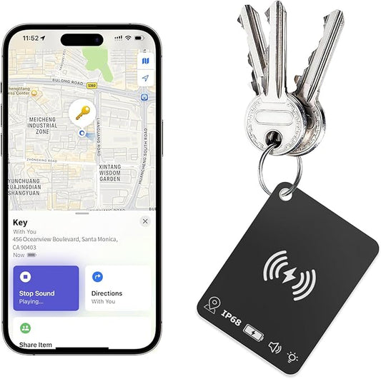 Key Finder Wallet Tracker Works with Apple Find My, Rechargeable Air Tracker Tag Smart Card, Item Finders for Key, Wallet, Luggage, Backpack, Suitcases, Passport et (1 Pack Black)