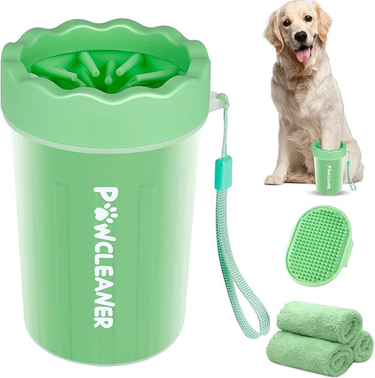 Dog Paw Cleaner, Washer, Muddy Pet Foot Cleaner for Small Medium Large Breed Dogs/Cats (with 3 absorbent towel) (Light Green, Medium)
