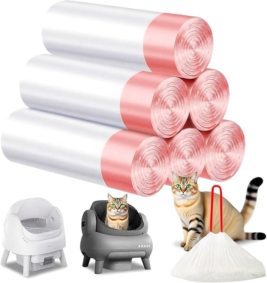 100Pack Extra Large Cat Litter Box Liners with Drawstring Compatible with Litter Robot 3/4, 4Mil Thickened Cat Litter Bags for Self Cleaning Box, Waste Bags Receptacles Bags for Automatic Litter Box