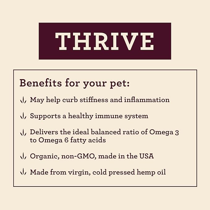 Hemp Well Thrive Chews for Dogs – Support Hip, Joint, and Heart Health, Promotes Immune and Skin Health, Organic. – 8 Count