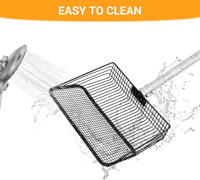 Large Metal Chicken Poop Scooper, 36 to 75" Adjustable Long Chicken Coop Litter Scoop with Stainless Steel Handle, Durable Sand Sifting Litter Shovel for Chicken Coops & Small Farm Animals