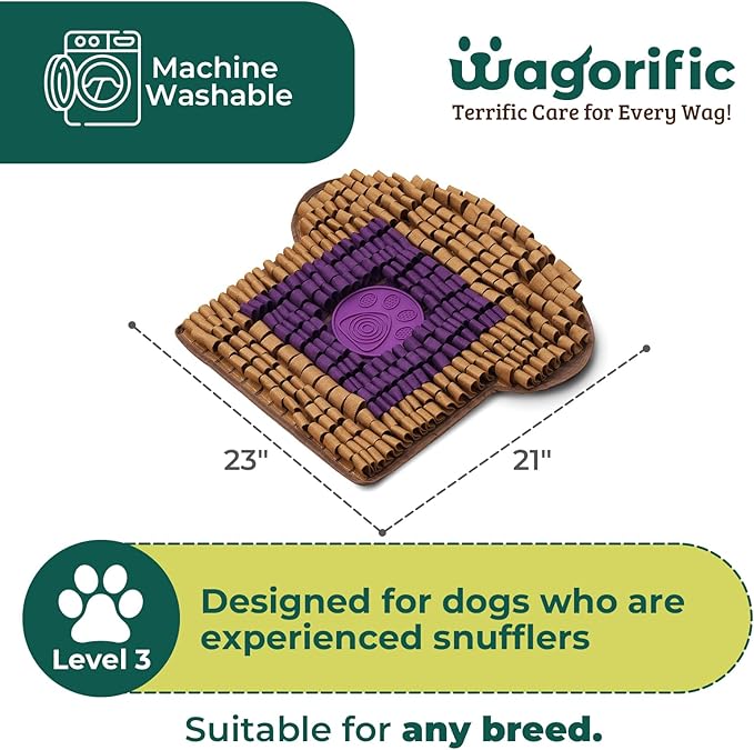 Snuffle Mat for Dogs Toast PB&J, Large Dog Snuffle Mat 21” x 23”, Plush Enrichment Toy Slow Feeder Mental Health to Keep Them Busy, Machine Washable, Snuffle Mat for All Breeds Sizes