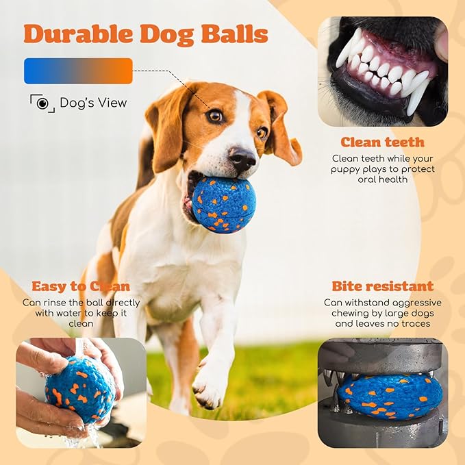 Nobleza Dog Toy Tennis Bouncy Training Balls, 6 Pack 2.75'' Aggressive Chewer Teething Durable Floating, Interactive Popcorn Ball for Medium Small Pet Puppy