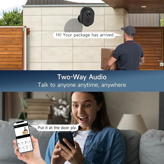 Security Cameras Wireless Outdoor, 2K/3MP QHD Home Security System 4-Cam Kit with 130°-Wide View, Night Vision, Spotlight,IP65 Waterproof, Support Alexa,2.4GHz & 5GHz WiFi,Cloud/SD (C363-B-4PC)