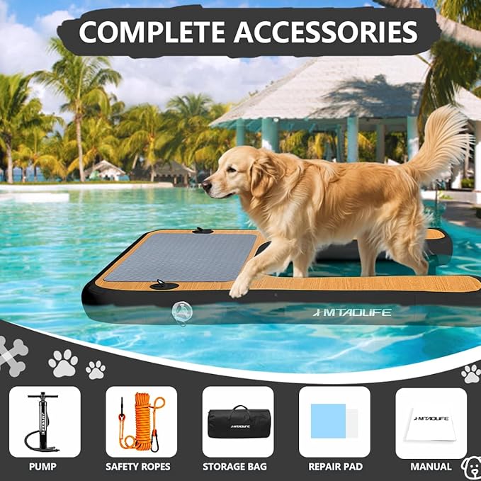 Inflatable Dog Boat Ramp Water Ramp for Pool, Float Floating Dog Ramps with Anti-Slip EVA for Lakes, Boats, Docks