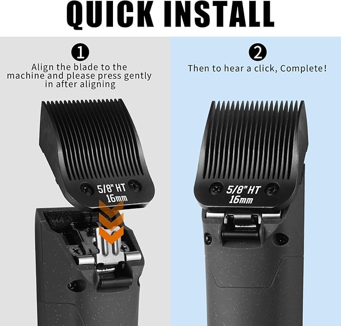 3 Pack 5/8HT Detachable Dog Grooming Steel Blades,Compatible with Andis,Oster A5,Wahl KM-10 Series,Cut Length 5/8" 16MM （Black）