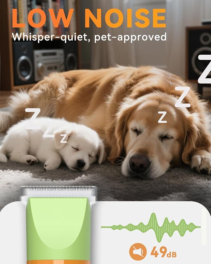 Dog Clippers with Paw Trimmer, All-in-One Dog Grooming Kit Low Noise Electric Rechargeable Small Quiet Foot Razor Pet Hair Shaver with Stainless Steel Scissors Guards for Dogs Cats at Home