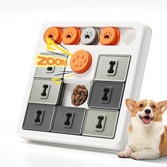 Durable Dog Puzzle Toy and Slow Feeder - Tough Dog Toys with Squeaky Sounds, Interactive Pet Toys for Small and Large Dogs to Keep Them Busy, Includes Food Dispensing Feature