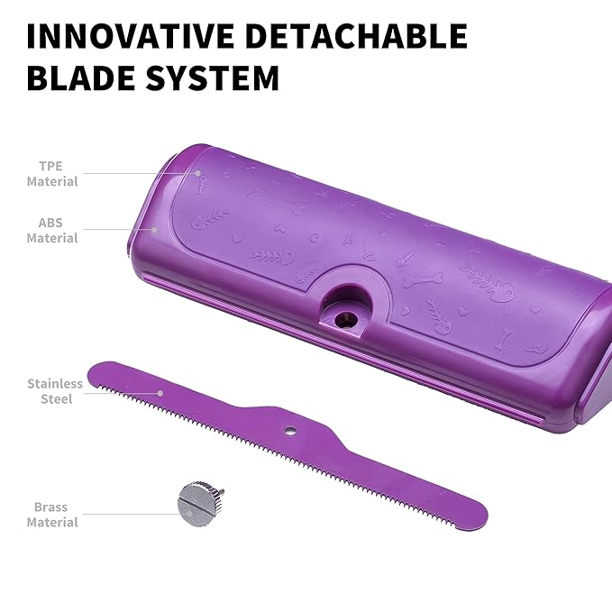 Deshedding Brush for Dogs, Cats, Horses & Rabbits – Professional Pet Grooming Comb,Removes Loose Fur & Undercoat,Gentle Stainless Steel Blade,Easy Clean Handle,Grooming cat brush (Purple)