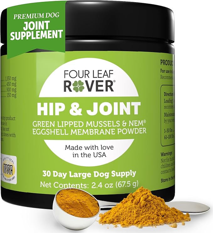 Hip & Joint - Mobility & Joint Support with Glucosamine and Chondroitin for Dogs, 2.4 oz - 22 to 60 Day Supply, Depending on Dog’s Weight - Vet Formulated - Easy to Mix - Delicious