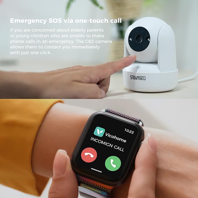 Sovmiku CB2 2k AI Tracking Security Camera for Home,Pet Camera Indoor, Baby Monitor,360° View Pan/Tilt Cam,Two Way Audio,Night Vision,Easy to Setup,Audible Alarm,2.4GHz Wi-Fi, 180 Days Exchange Policy