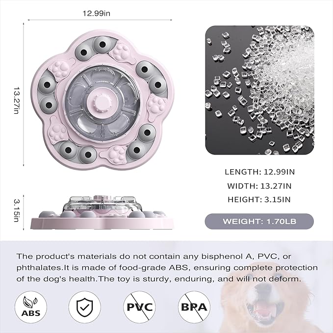 KADTC Dog Spinning Puzzle Toy Level 3 in 1 Treat Dispenser Kibble Dispensing Toys for Small/Medium/Large Dogs Slow Food Puzzles Feeder Puppy Brain Mental Stimulation Enrichment Mind Stimulating Game