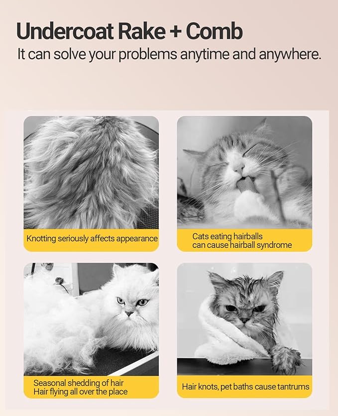 Wooden pet grooming rake - Mats and Tangles Removal Tool Undercoat Rake for dogs & Cats | Suitable for thick and Long Hair Grooming Brush & Deshedder Comb Reduces Shedding 97%