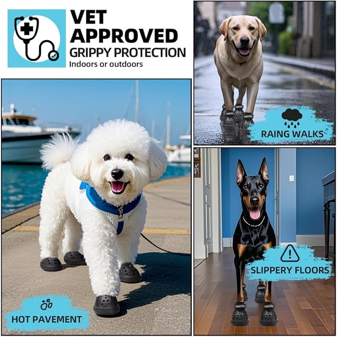 JZXOIVA Dog Shoes for Hot Pavement, Dog Booties for Small Dogs, Breathable Dog Boots & Paw Protectors, Adjustable Non-Slip Dog Rain Booties, Waterproof Pets Sandals for Beach Blue Size 1