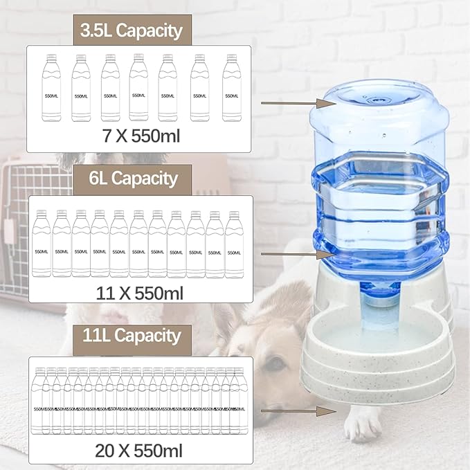 Automatic 6L Large Capacity Dog and Cat Water Dispenser Station,Pet Water Feeder Dispenser,Animal Automatic Gravity Water Drinking Fountain Bottle for Small to Large Dogs and Cats