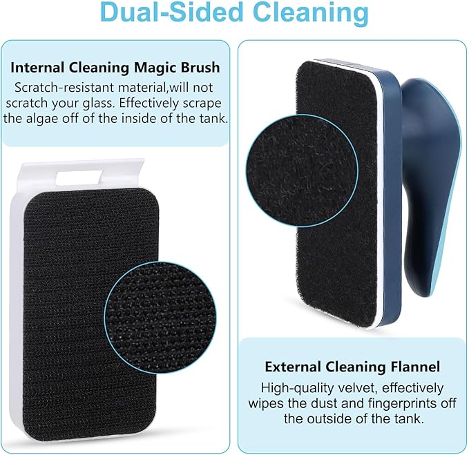 fishkeeper Aquarium Magnetic Glass Cleaner, Fish Tank Algae Magnet Cleaning Tool with Algae Scraper for Glass Aquariums Tank, Floating Scrubber Brush, 2 Detachable Scrapers, Large