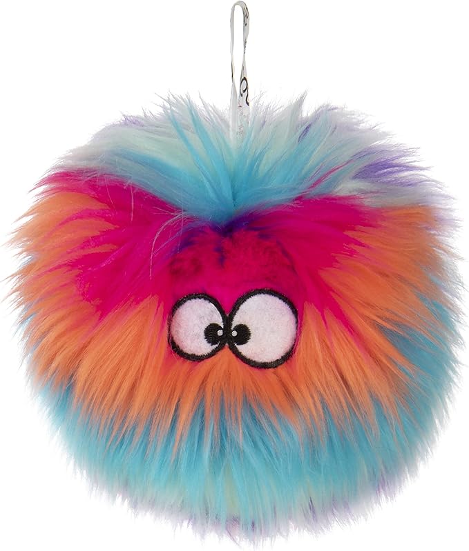 goDog Furballz Squeaky Plush Ball Dog Toy, Chew Guard Technology - Cool Rainbow, Small