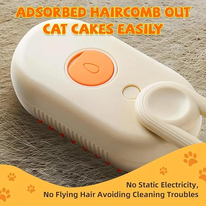 Pet hair removal brush,4-in-1 Cat Steam Brush for Hair Removal,Anti-static pet steam brush,Rechargeable Massage Comb with Spray Function for Dogs and Cats,Clean, Shedding & Grooming All in One