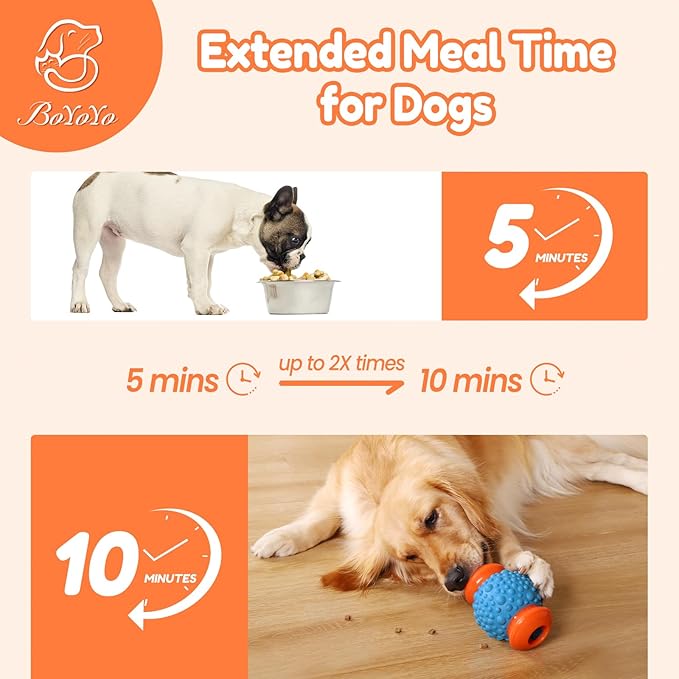 Interactive Dog Toys Treat Dispenser - Slow Puzzle Feeder for Large Dogs, Durable Rubber Chew Toys, Mental Stimulation for Anxiety Relief & Boredom