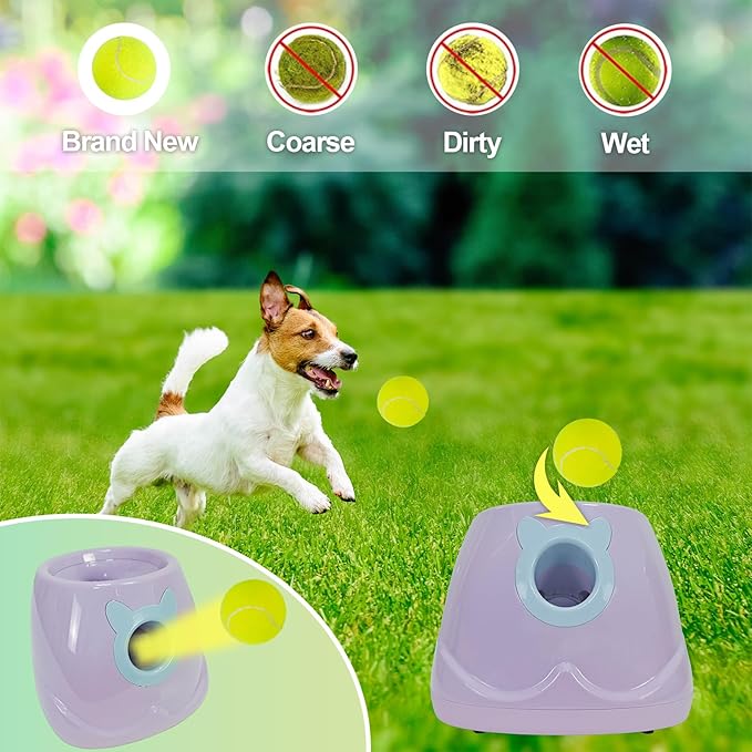 Automatic Dog Ball Launcher for Small to Medium Dogs, Interactive Pet Toy with Balls (Purple)