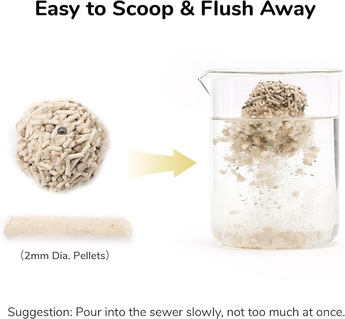 FUKUMARU Tofu Cat Litter, Strong Clumping Cat Litter Pellets, Effective Odor Control, Ultra Absorbent, Dust Free, Natural, Flushable, Lightweight, Low Tracking, White Tea, 6lb x 3 Bags