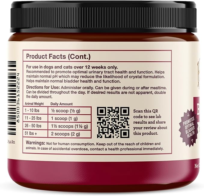 Hemp Well Bladder Support Powder - Urinary Health Support for Dogs & Cats, 2.11 oz. (2 Pack)