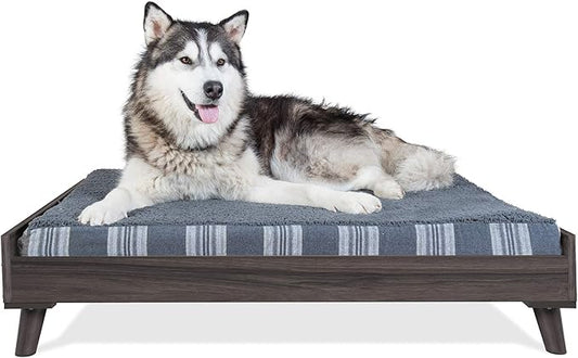 Furhaven Elevated Dog Bed Frame for 40" x 32" XL Dog Beds, Easy Assembly - Mid-Century Modern Bed Frame - Gray Wash, Jumbo/XL