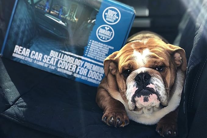 Bulldogology Dog Car Seat Cover for Back Seat 58"x56" Waterproof Pet Seat Cover SUV - Seat Cover for Dogs - Back Seat Protector - Dog Hammock for Car, Seat Cover for Truck (Large)