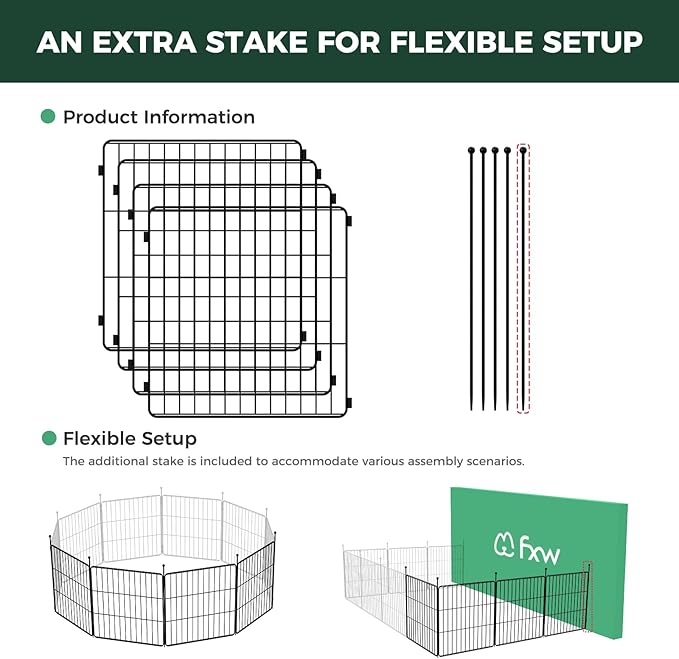 FXW MiniPaws Unleashed Dog Playpen for Yard & RV Camping, Expandable 24-inch 4 Panels for Puppies and Small Dogs, Portable for Indoor and Outdoor Use