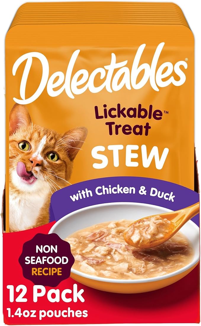 Hartz Delectables Non-Seafood Stew Lickable Wet Cat Treats, Chicken & Duck, 1.4 Ounce (Pack of 12)