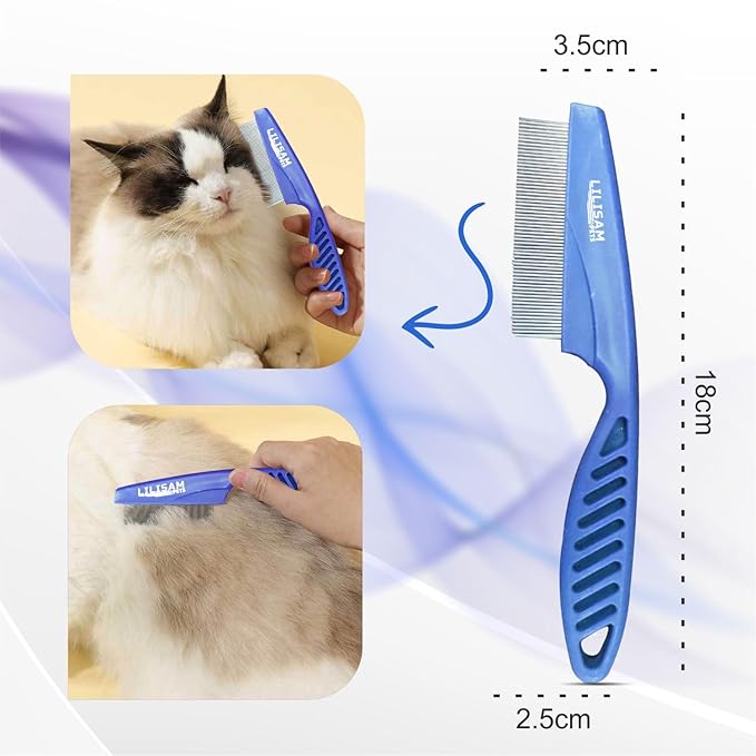 Pet Self Cleaning Slicker Brush and Grooming Comb - Gently Removes Loose Hair, Tangles, and Dirt - Skin Friendly Deshedding Grooming Tool for Hair Dogs & Cats - Pet Supplies Accessories (Blue)