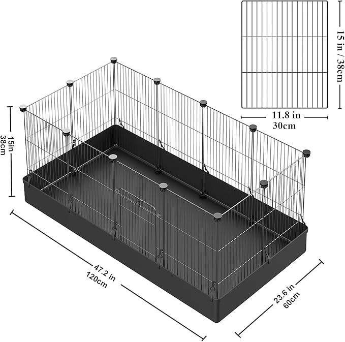 LANGXUN 24pcs DIY Small Animal Pet Playpen with Waterproof Mat, C&C Cage for Puppy Kitten, Rabbit Cage,Guinea PigsGuinea Pig Cages | Indoor & Outdoor Portable Metal Wire Yard Fence, Metal Pet Panels
