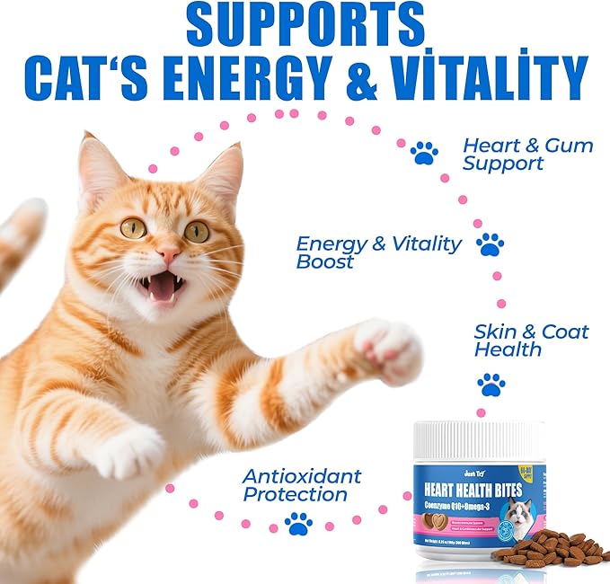 Just Try Coenzyme Q10 coq10 Bites for Cats - Advanced q10 & Taurine Supplement for Feline Heart Health - Chicken Flavored Soft Chews - Supports Heart Function - 300 Count