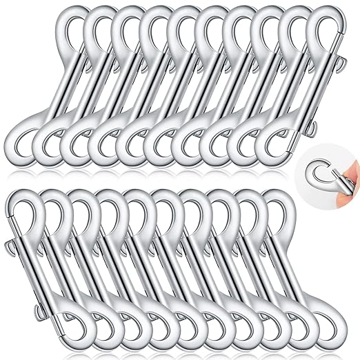 Hotop 20 Pcs 2.75 Inch Double Ended Bolt Snaps Hooks Zinc Alloy Trigger Chain Metal Clips Key Holder for Linking Key Chain Dog Leash Collar Pet Sling Feed Buckets(Silver)