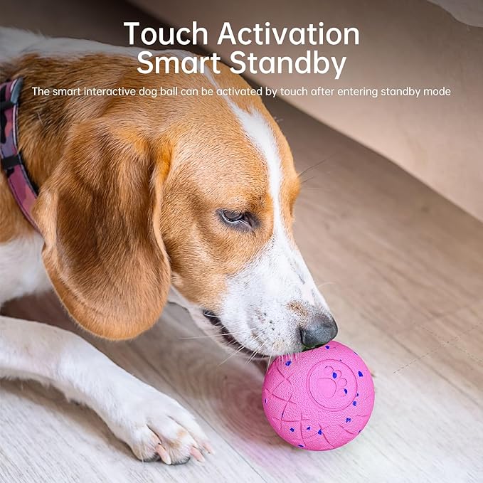 Smart Interactive Dog Toy, Automatic Moving, Bouncing and Stimulation, Silent Foam Material, IP54 Waterproof Rating, Active Rolling,Dog Ball for Medium and Large Dogs,Dog Birthday (Pink)