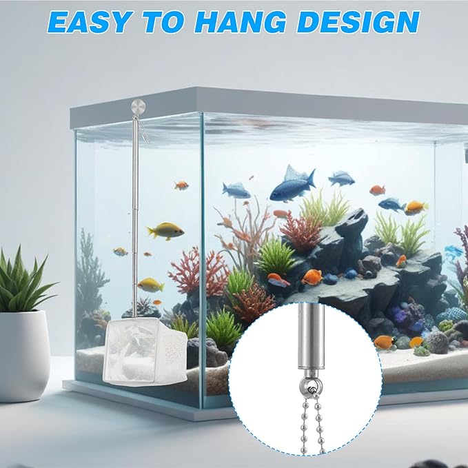 Fish Net for Fish Tank, 2 Pcs Aquarium Square Round Fishs Net Fine Mesh Fishs Nets Nano Nylon Nets with Extendable Stainless Steel Handle for Small Fishes Tank Aquarium Accessories (White)