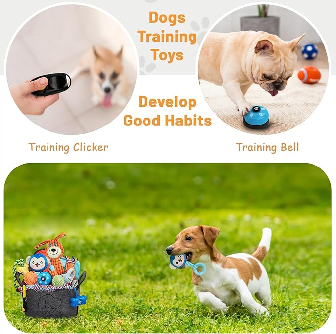 20PCS Puppy Teething and Squeaky Toys, Rope and Interactive Dog Toys to Keep Them Busy, Chew Toys for Puppies and Small Dogs, Pet Toy Basket Full of Fun
