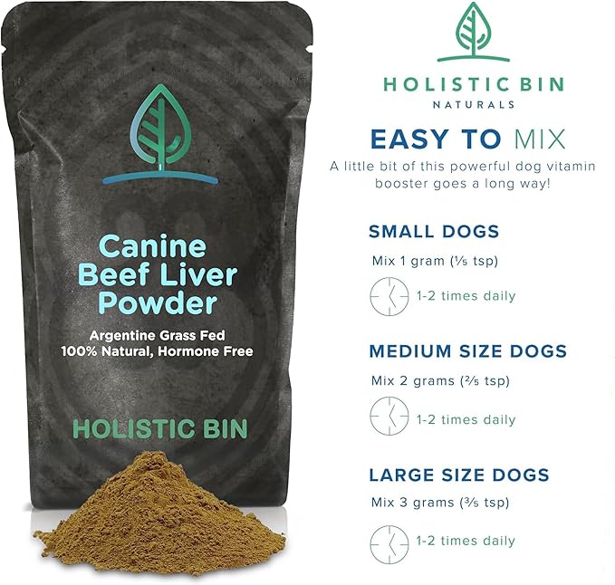 Holistic Bin Canine Beef Liver – Gut Health, Wellness Protection, Energy, Vitality, and Shiny Coat – Superfood for Dogs – Rich in Nutrients, Vitamins & Minerals – 50 Grams