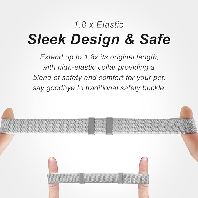 AirTag Cat Collar,Ultra Elastic Cat Tracker Collar with Apple Air Tag Holder, [Lightweight][Scratch Resistant] Stepless Adjustable GPS Pet Collar for Cats Kittens (Grey)