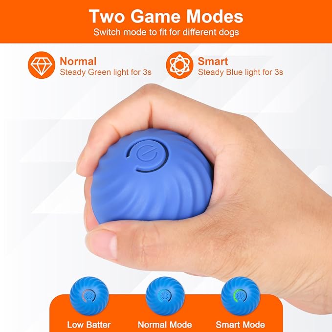 Smart Interactive Dog Toy Ball, Active Rolling Wicked Ball with Automatic Bouncing and Rotating for Puppy/Small Dogs Durable, Chewable, USB Recharger and Fun Gift Toy to Dog (Medium)