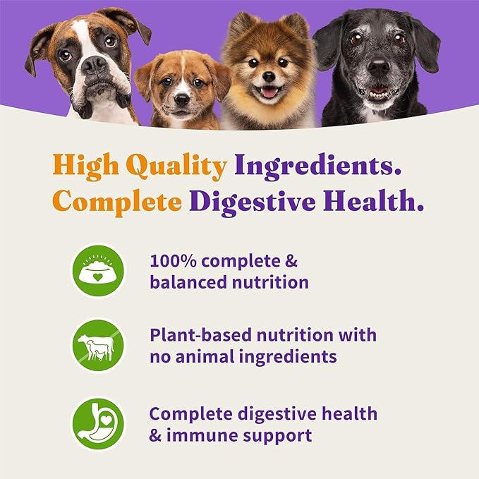 Halo Holistic Plant-Based Recipe With Superfoods, Complete Digestive Health, Vegan Dry Dog Food Bag, Adult Formula, 10-lb Bag