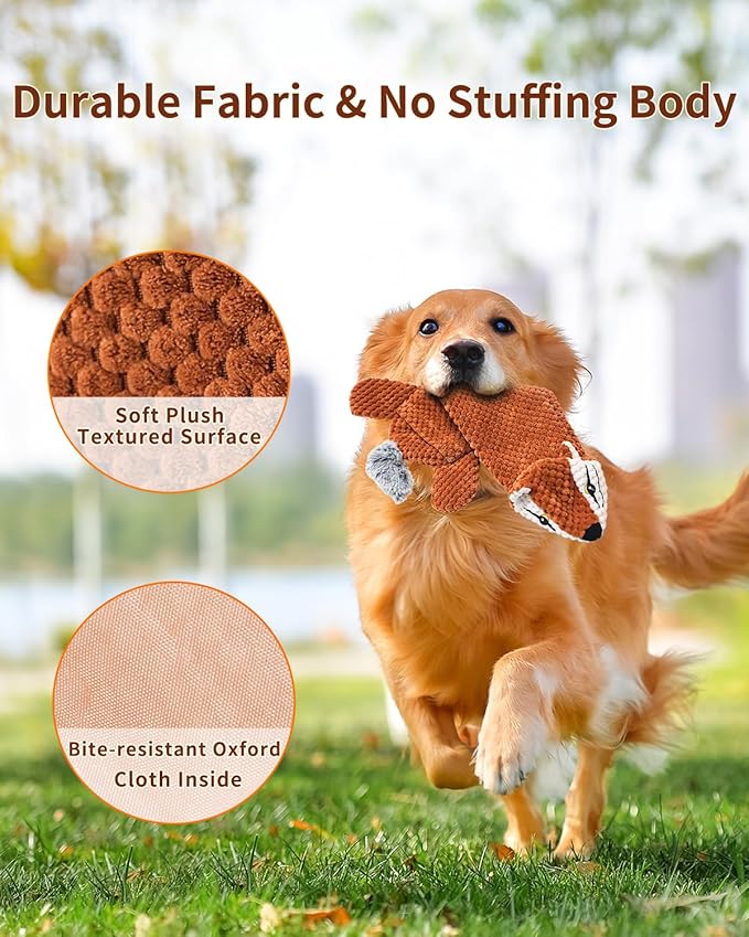 Dog Toys, Squeaky Plush No Stuffing Crinkle Dog Toy for Small Medium Large Dogs, [3 Pack] Interactive Puppy Teething Water Bottle Dog Chew Toy