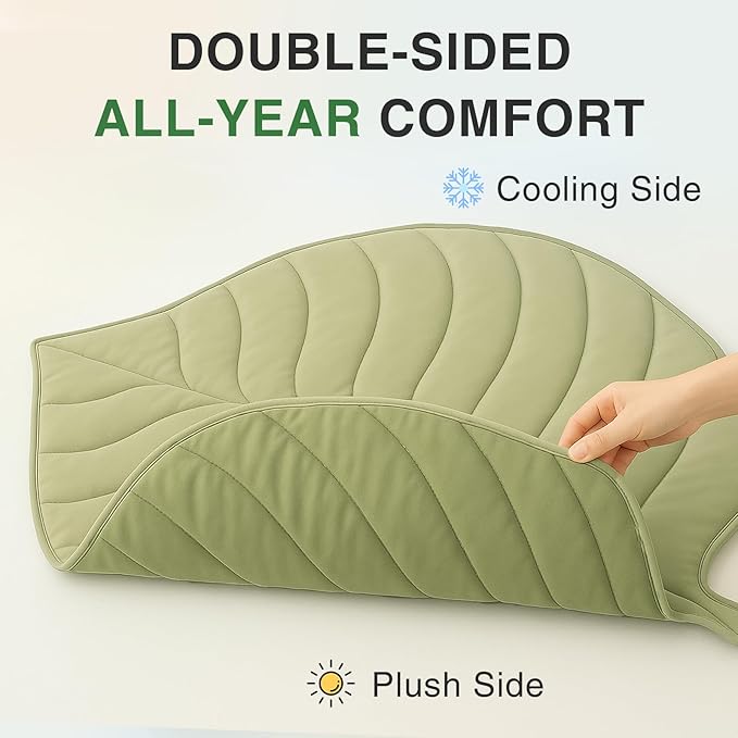 Dog Cooling Mat - Large Leaf Shaped, Washable, Non-Slip, Summer Pad for Dogs and Cats, Lightweight