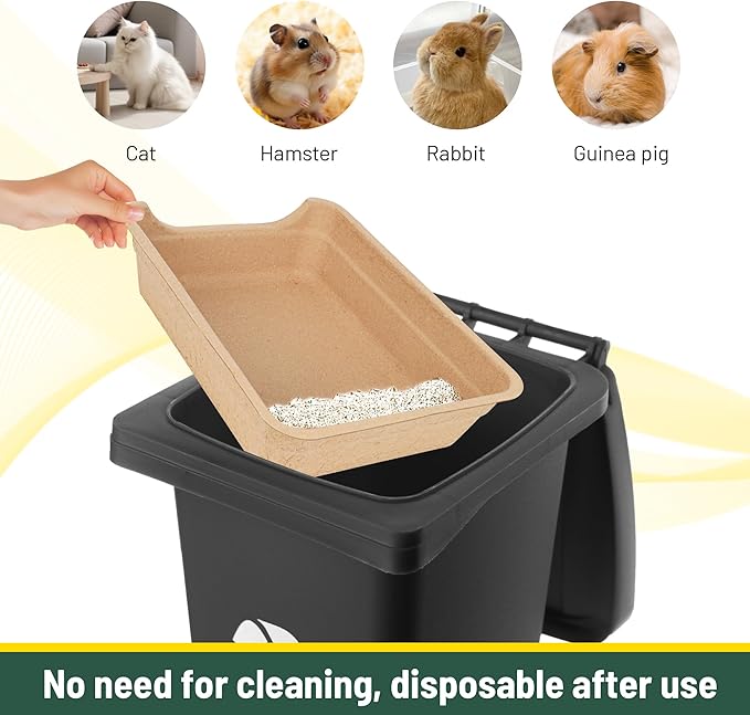 Disposable Litter Boxes for Cats, Low Entry Paper Litter Box, Paper Cat Litter Tray with One-time Pet Bath Towel Set （3PACKS with 1 Towel） for Travel on Weekends or Trips of Short Holidays