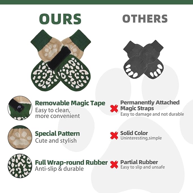 KOOLTAIL Dog Socks for Hot/Cold Pavement to Prevent Licking Paws Scratching,Anti Slip Pet Boots&Paw Protector for Hardwood Floors,Traction Control Grip Booties for Small Medium Large Senior Dogs S